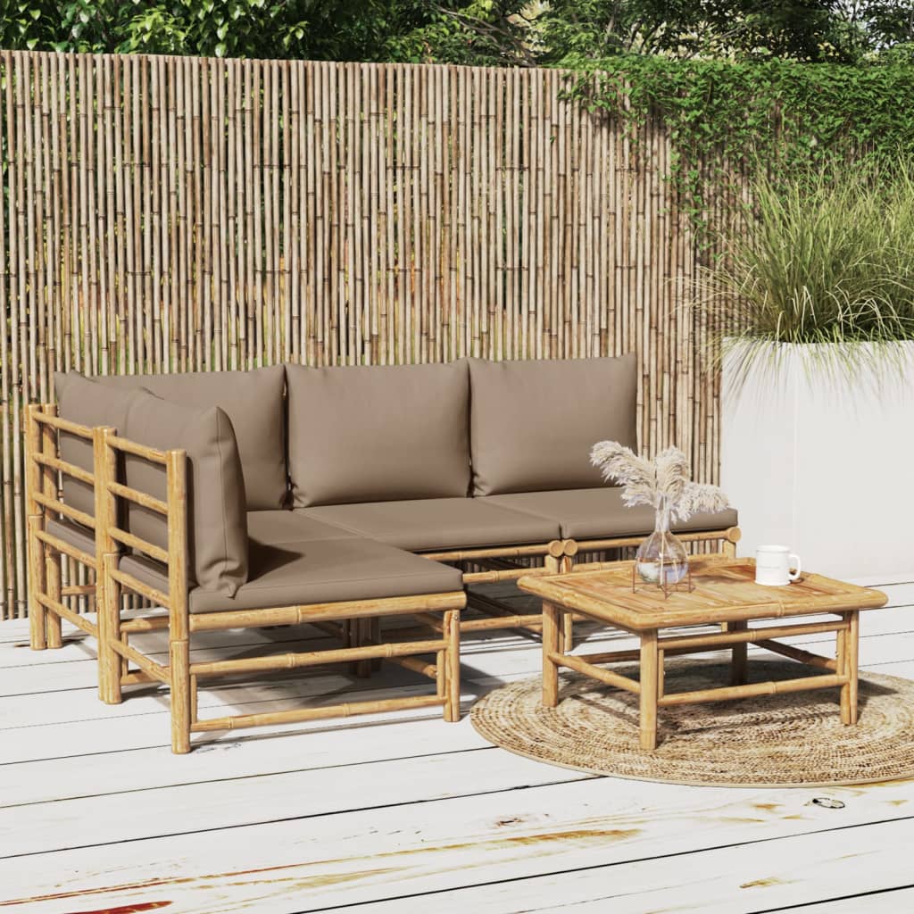 Set Mobilier De Grădină Cu Perne , 6 Piese, Bambus