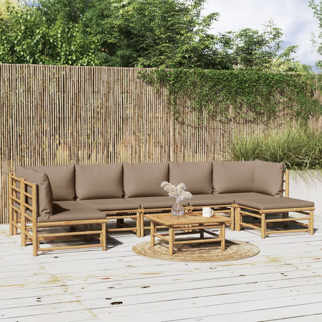Set Mobilier De Grădină Cu Perne , 6 Piese, Bambus
