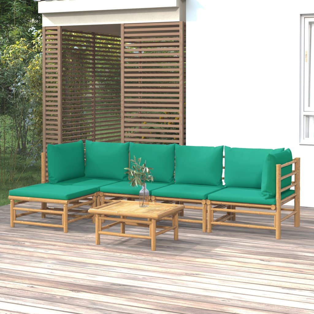 Set Mobilier De Grădină Cu Perne , 6 Piese, Bambus