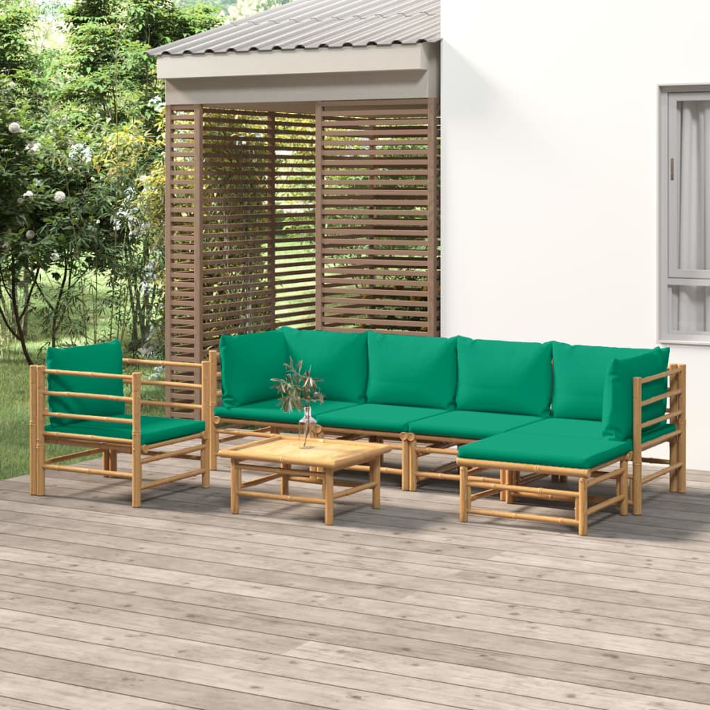 Set Mobilier De Grădină Cu Perne , 6 Piese, Bambus