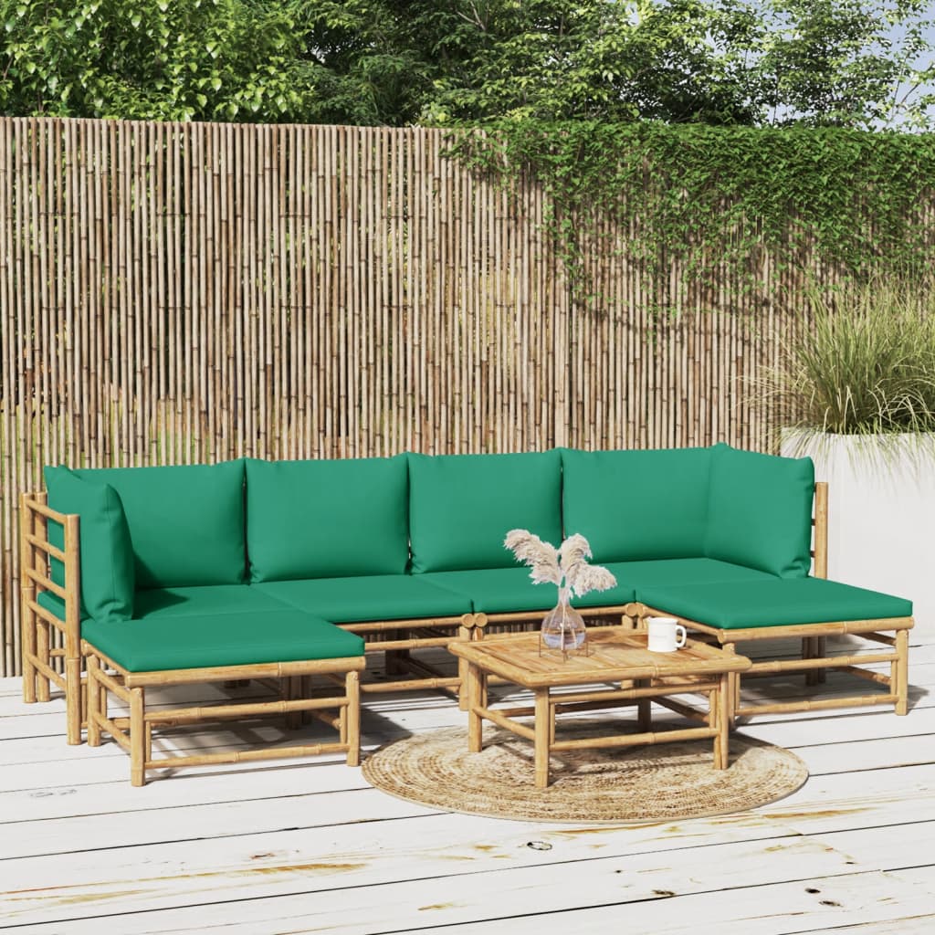 Set Mobilier De Grădină Cu Perne , 6 Piese, Bambus
