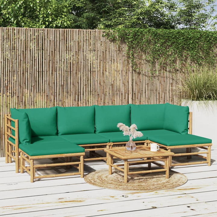 Set Mobilier De Grădină Cu Perne , 6 Piese, Bambus
