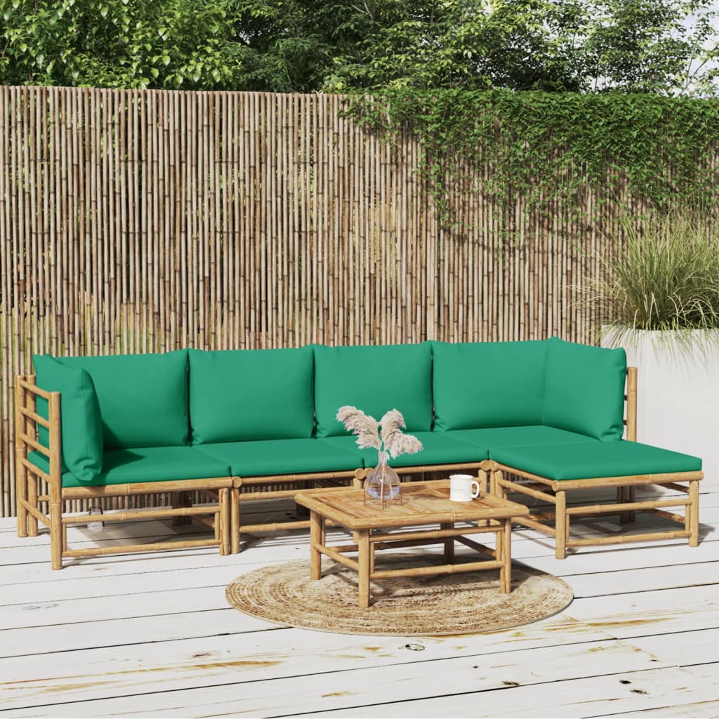 Set Mobilier De Grădină Cu Perne , 6 Piese, Bambus