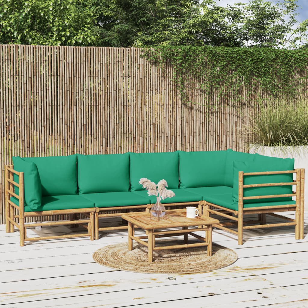 Set Mobilier De Grădină Cu Perne , 6 Piese, Bambus