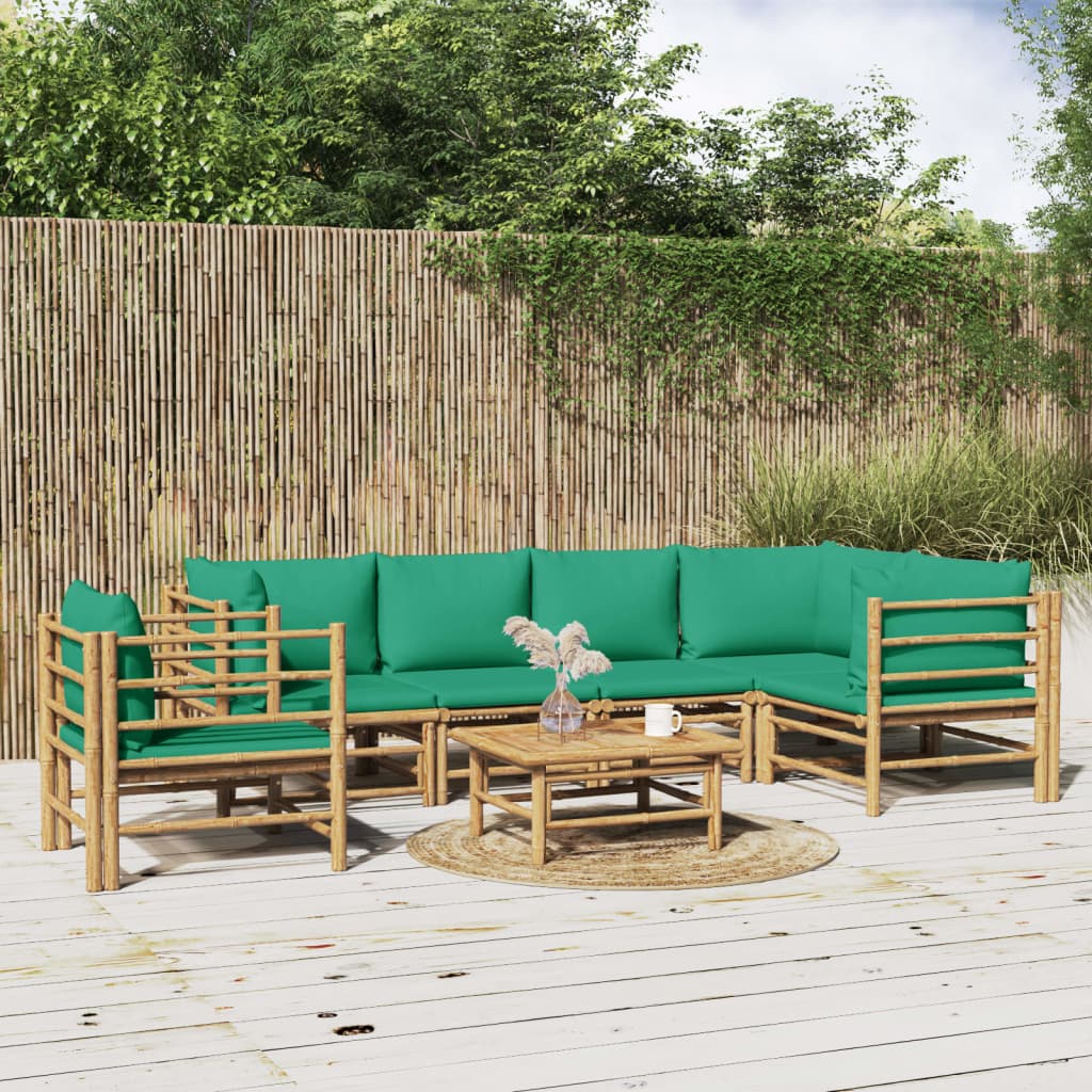 Set Mobilier De Grădină Cu Perne , 6 Piese, Bambus
