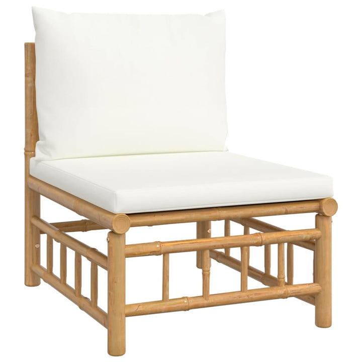 Set Mobilier De Grădină Cu Perne Alb , 6 Piese, Bambus