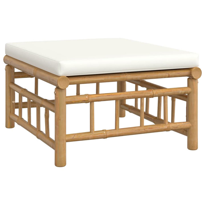 Set Mobilier De Grădină Cu Perne Alb , 6 Piese, Bambus