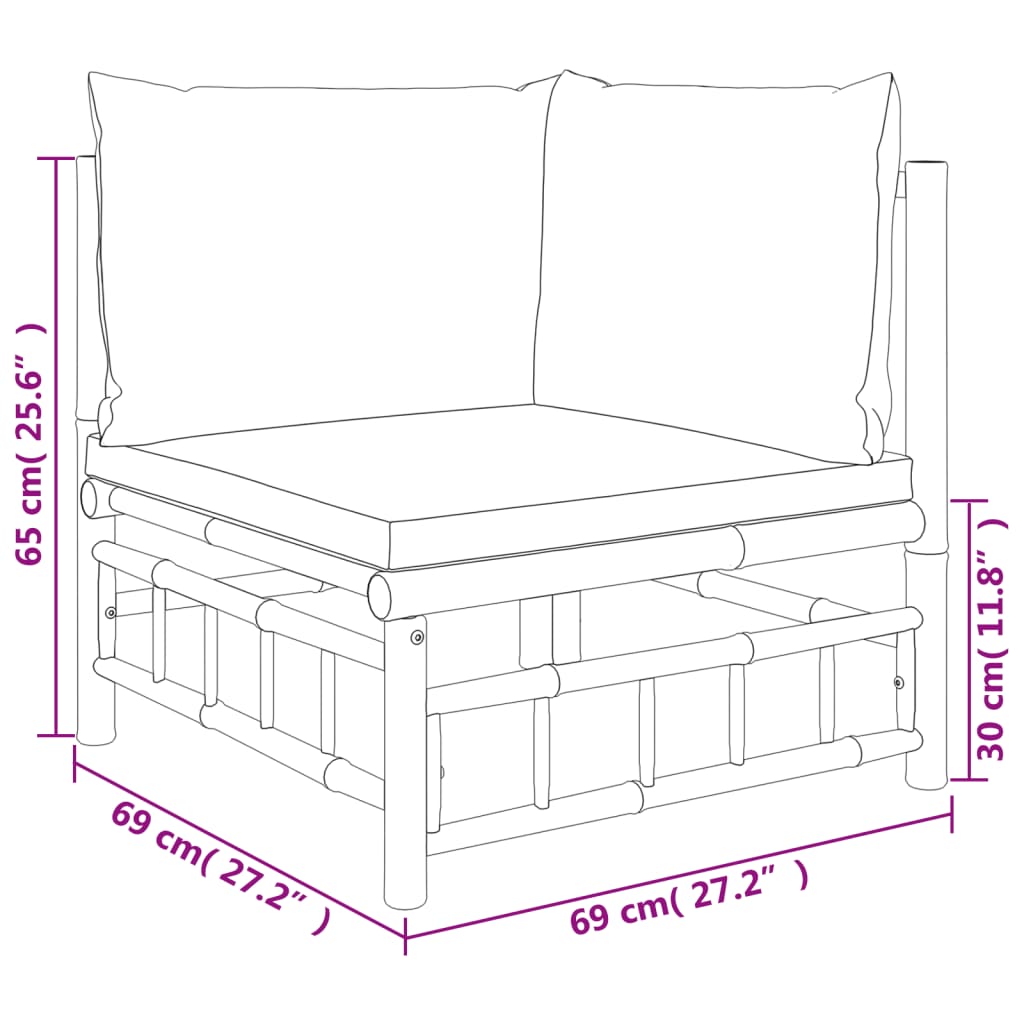 Set Mobilier De Grădină Cu Perne Alb , 6 Piese, Bambus