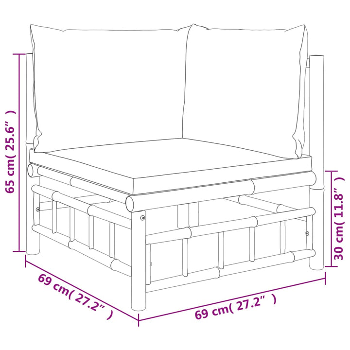 Set Mobilier De Grădină Cu Perne Alb , 6 Piese, Bambus