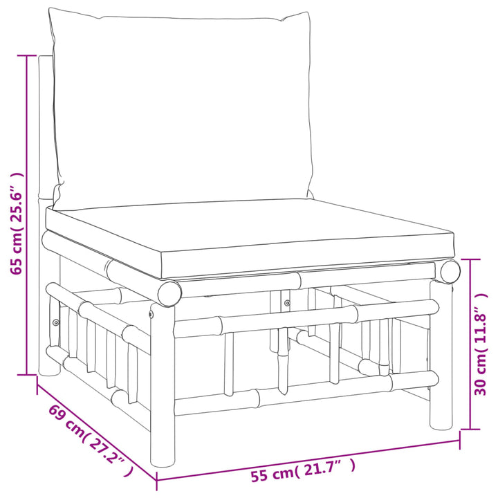 Set Mobilier De Grădină Cu Perne Alb , 6 Piese, Bambus