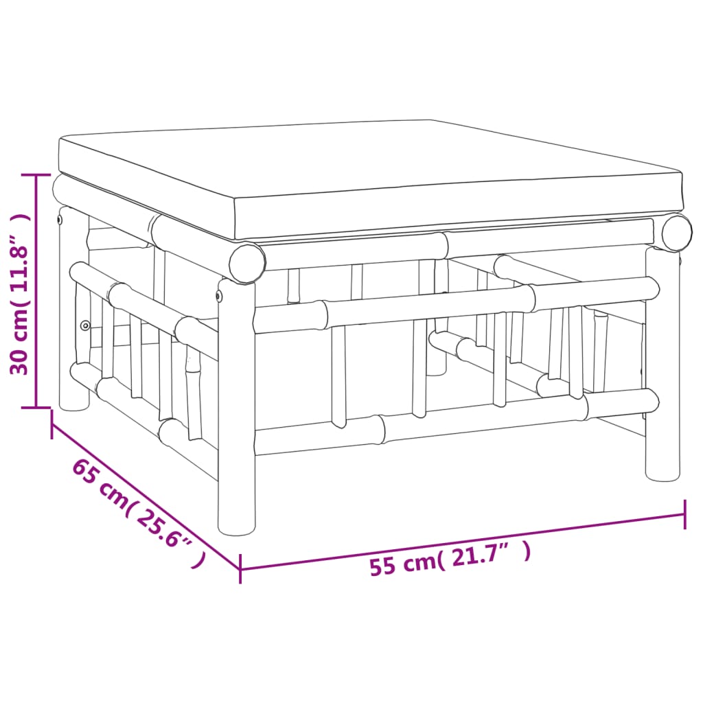 Set Mobilier De Grădină Cu Perne Alb , 6 Piese, Bambus