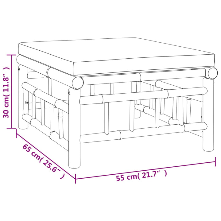 Set Mobilier De Grădină Cu Perne Alb , 6 Piese, Bambus