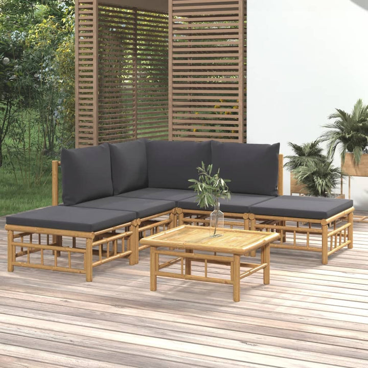 Set Mobilier De Grădină Cu Perne Alb , 6 Piese, Bambus