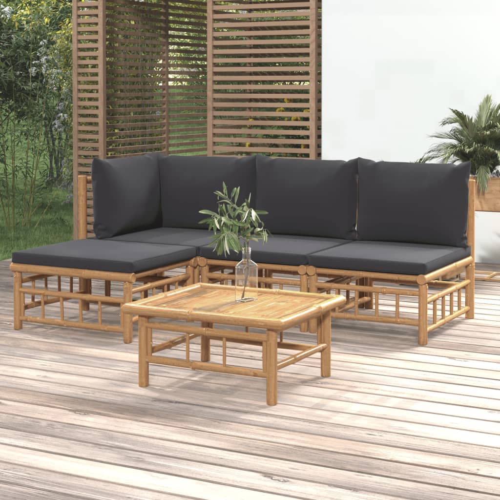 Set Mobilier De Grădină Cu Perne Alb , 6 Piese, Bambus