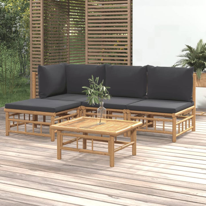 Set Mobilier De Grădină Cu Perne Alb , 6 Piese, Bambus