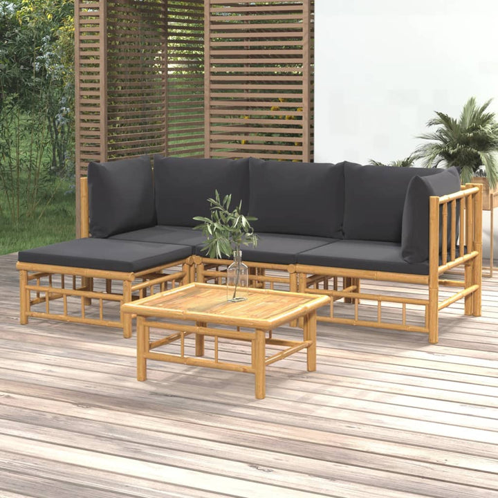 Set Mobilier De Grădină Cu Perne Alb , 6 Piese, Bambus
