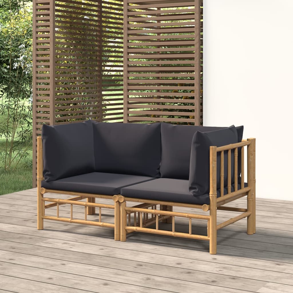 Set Mobilier De Grădină Cu Perne Alb , 6 Piese, Bambus