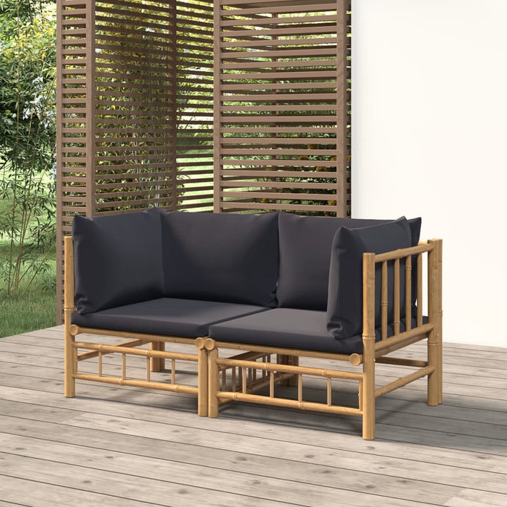 Set Mobilier De Grădină Cu Perne Alb , 6 Piese, Bambus