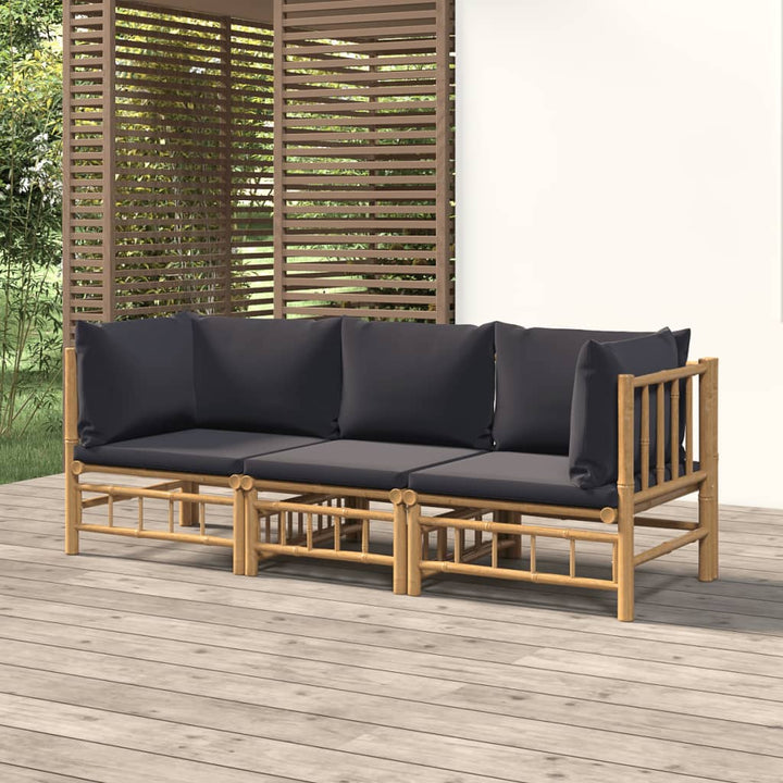 Set Mobilier De Grădină Cu Perne Alb , 6 Piese, Bambus