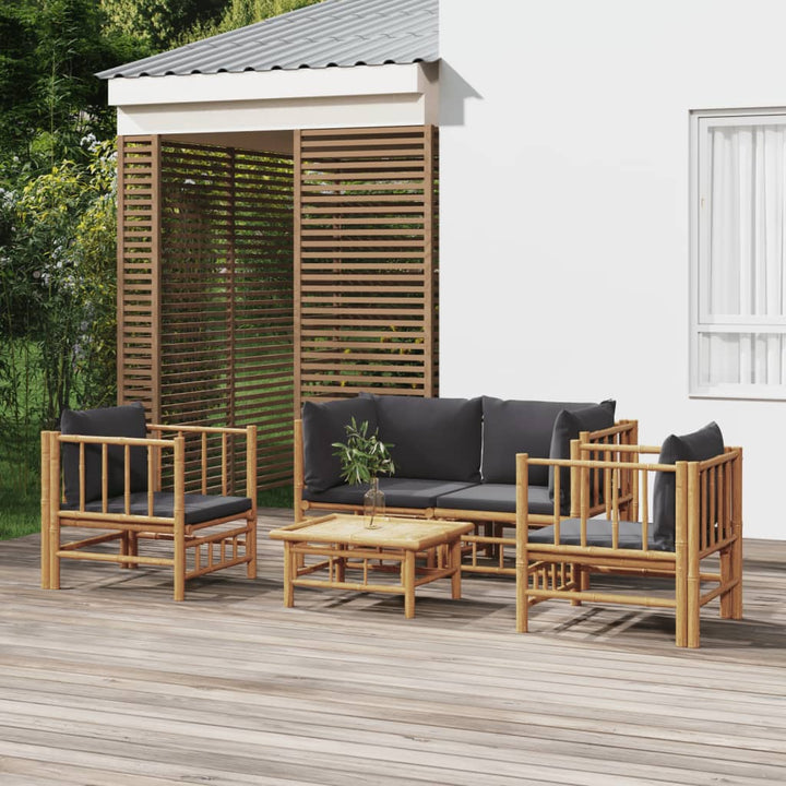 Set Mobilier De Grădină Cu Perne Alb , 6 Piese, Bambus