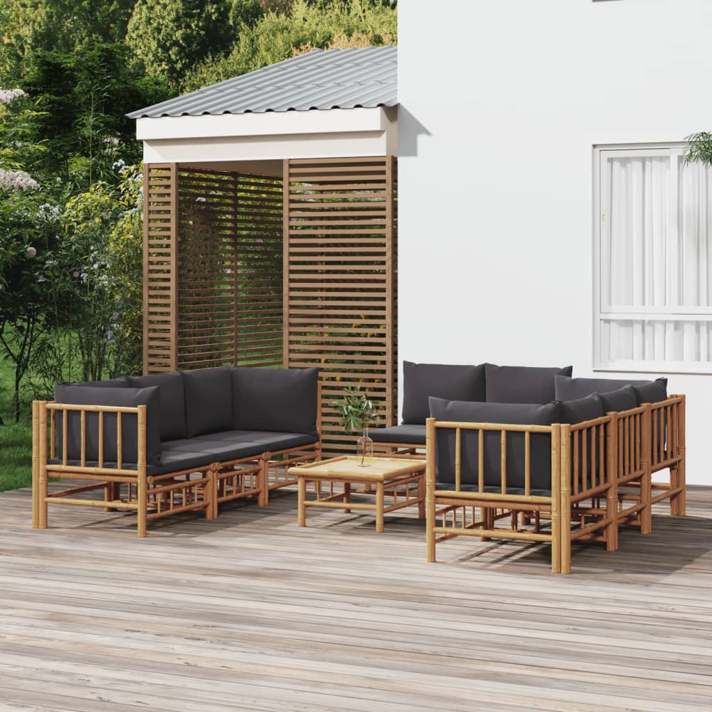 Set Mobilier De Grădină Cu Perne Alb , 6 Piese, Bambus