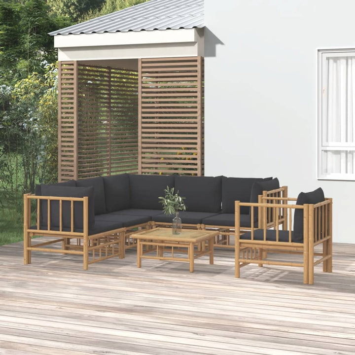 Set Mobilier De Grădină Cu Perne Alb , 6 Piese, Bambus