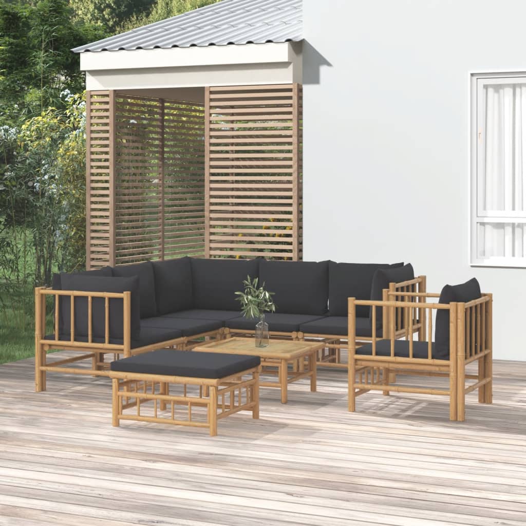 Set Mobilier De Grădină Cu Perne Alb , 6 Piese, Bambus