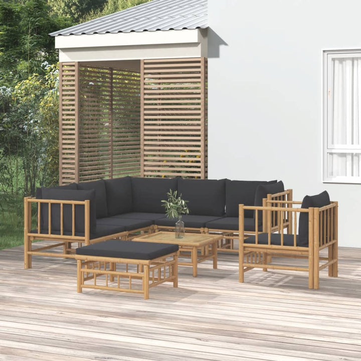 Set Mobilier De Grădină Cu Perne Alb , 6 Piese, Bambus