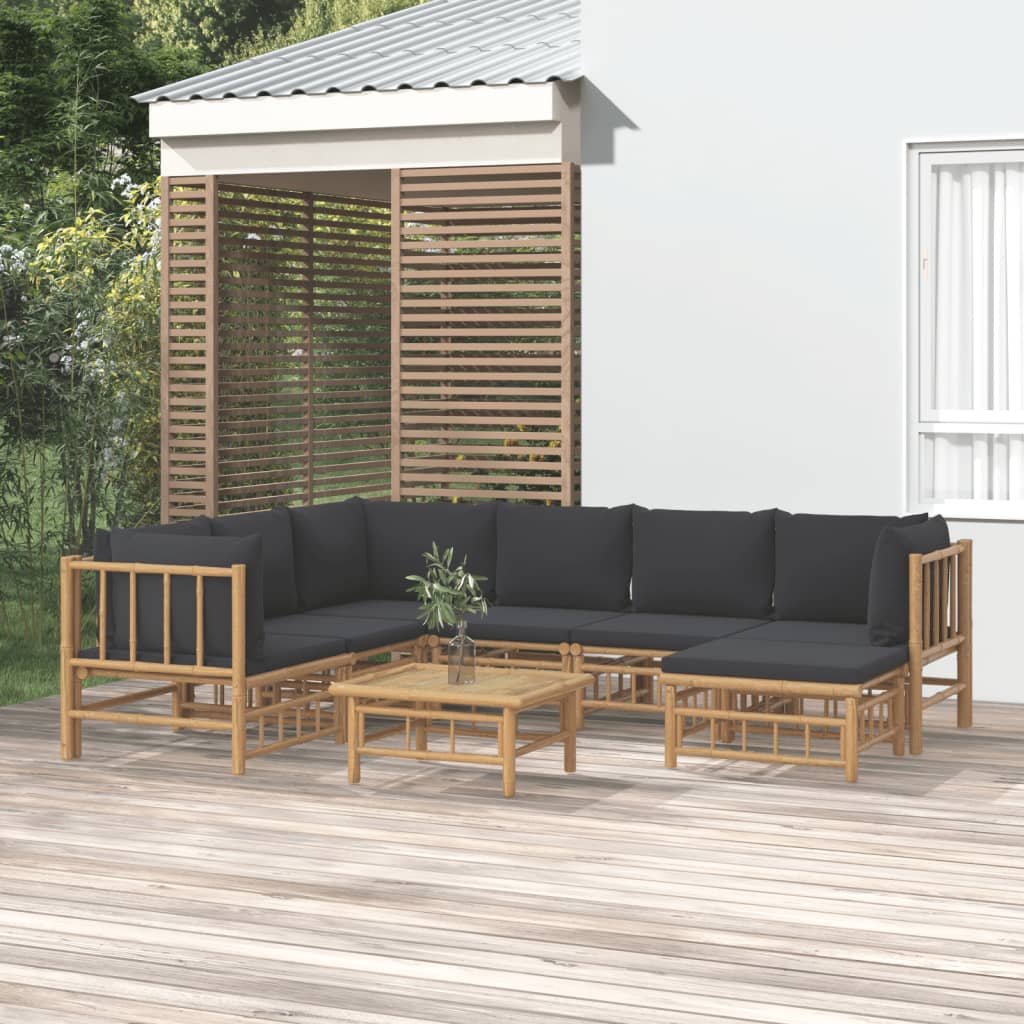 Set Mobilier De Grădină Cu Perne Alb , 6 Piese, Bambus