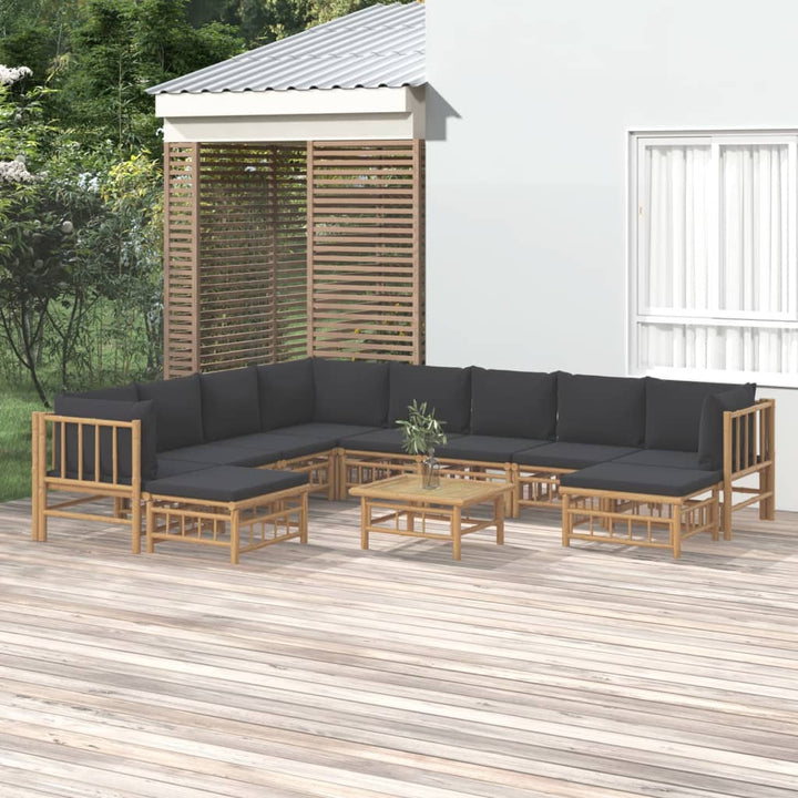 Set Mobilier De Grădină Cu Perne Alb , 6 Piese, Bambus