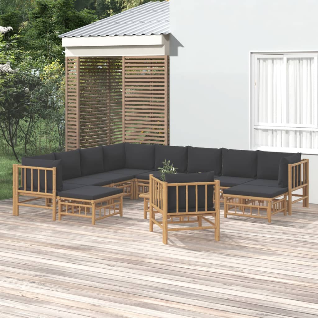 Set Mobilier De Grădină Cu Perne Alb , 6 Piese, Bambus