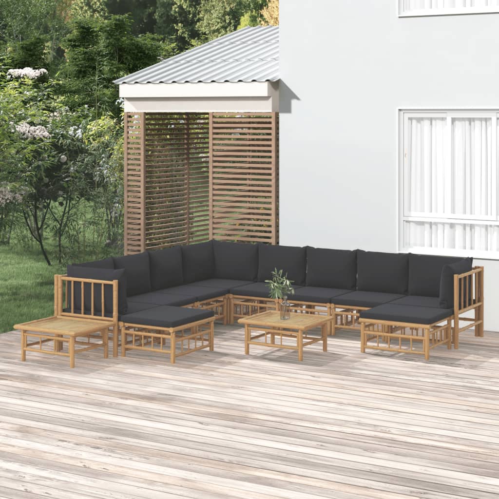 Set Mobilier De Grădină Cu Perne Alb , 6 Piese, Bambus