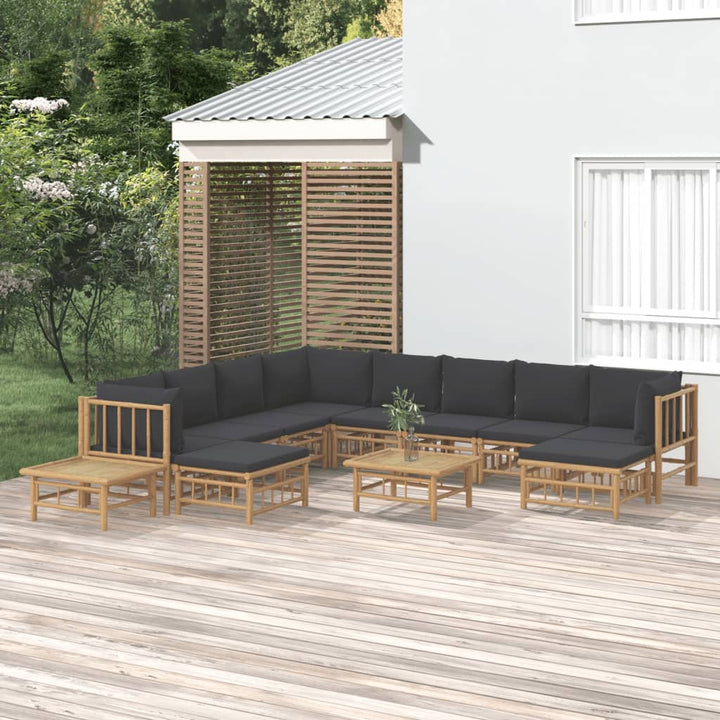 Set Mobilier De Grădină Cu Perne Alb , 6 Piese, Bambus