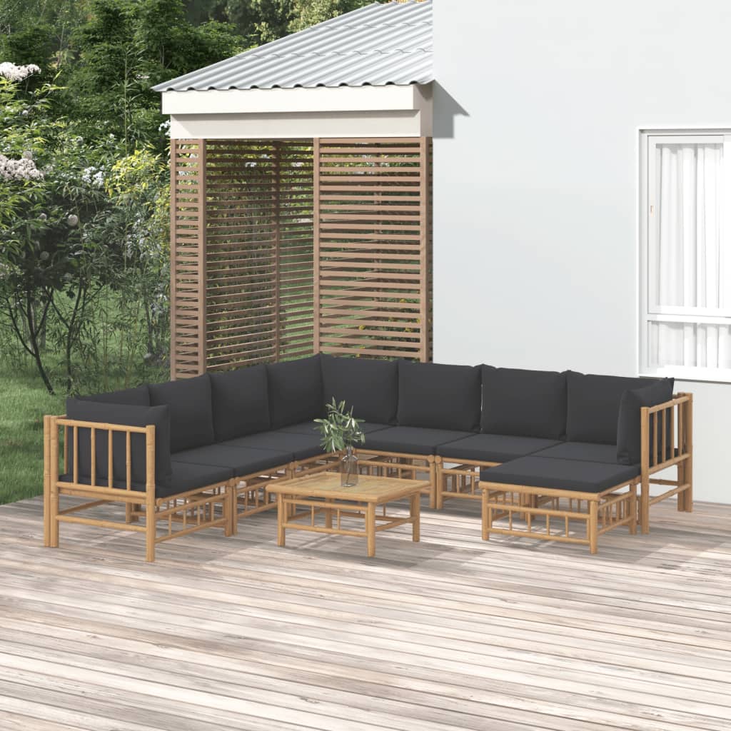 Set Mobilier De Grădină Cu Perne Alb , 6 Piese, Bambus