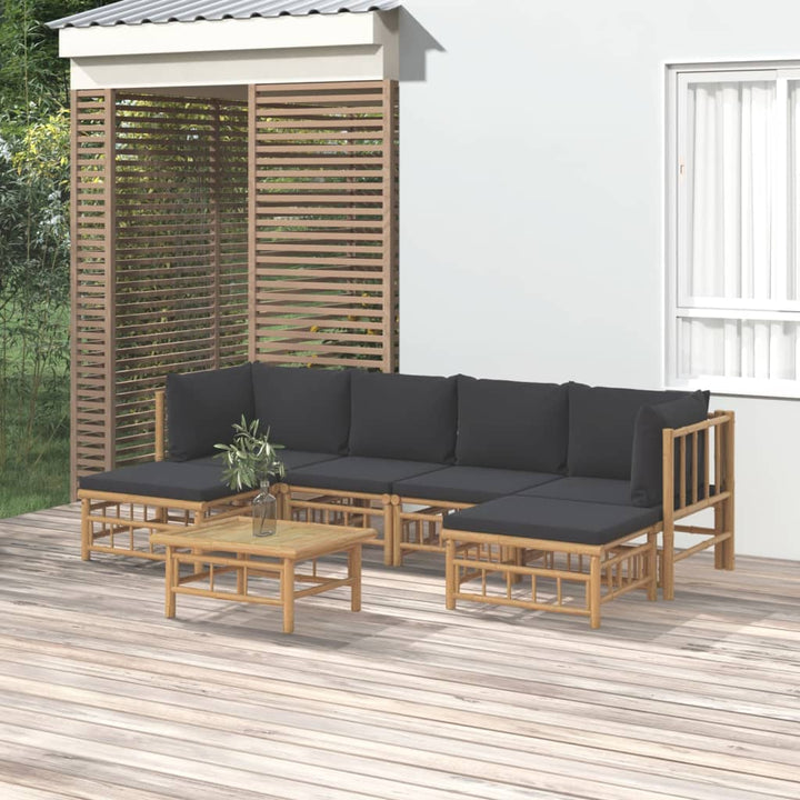 Set Mobilier De Grădină Cu Perne Alb , 6 Piese, Bambus