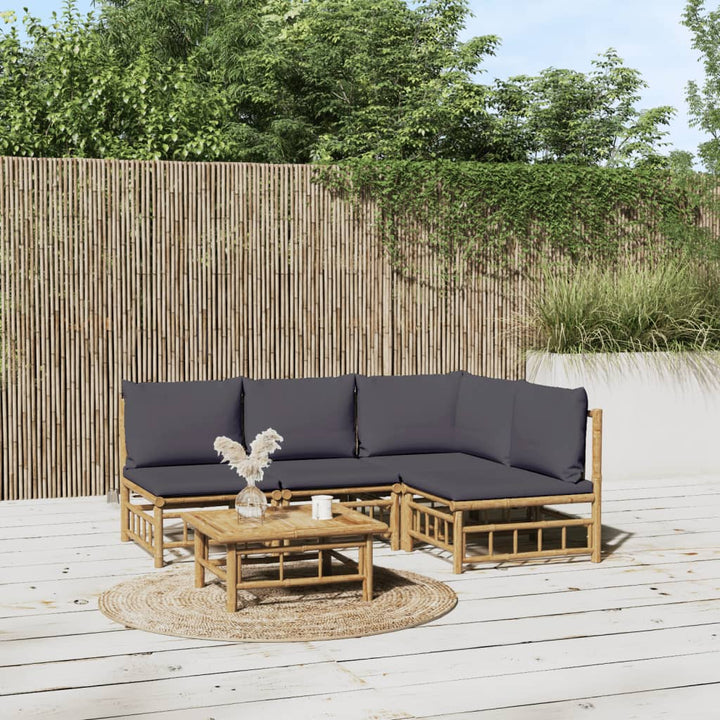 Set Mobilier De Grădină Cu Perne Alb , 6 Piese, Bambus