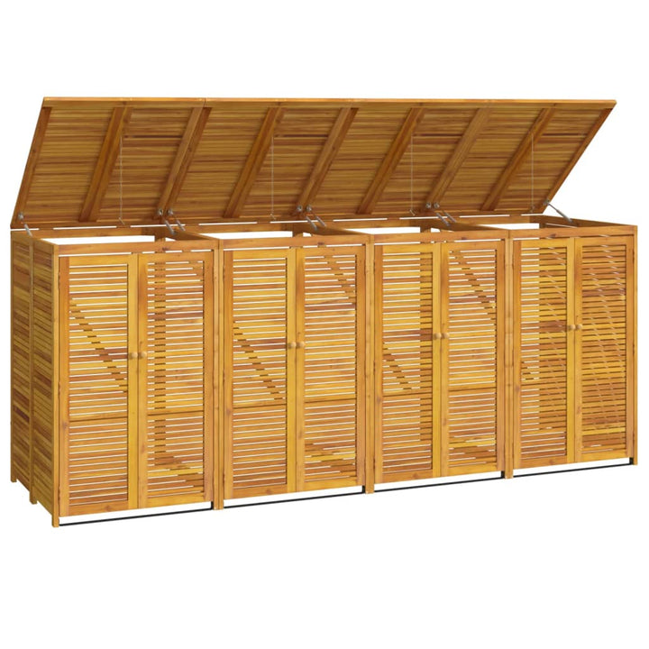 Magazie Pubelă Gunoi Cvadruplă, 280X89X117 Cm Lemn Masiv Acacia