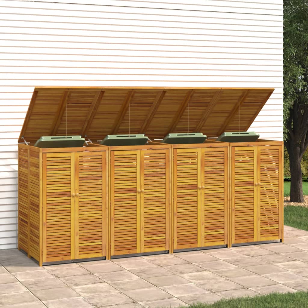 Magazie Pubelă Gunoi Cvadruplă, 280X89X117 Cm Lemn Masiv Acacia