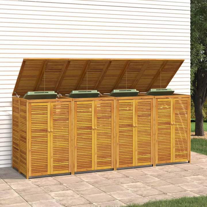 Magazie Pubelă Gunoi Cvadruplă, 280X89X117 Cm Lemn Masiv Acacia