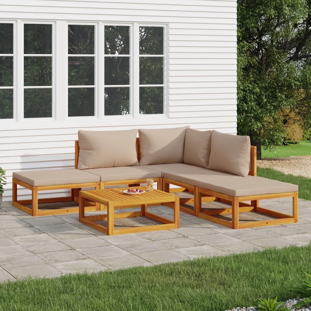 Set Mobilier De Grădină Cu Perne 12 Piese, Lemn Masiv