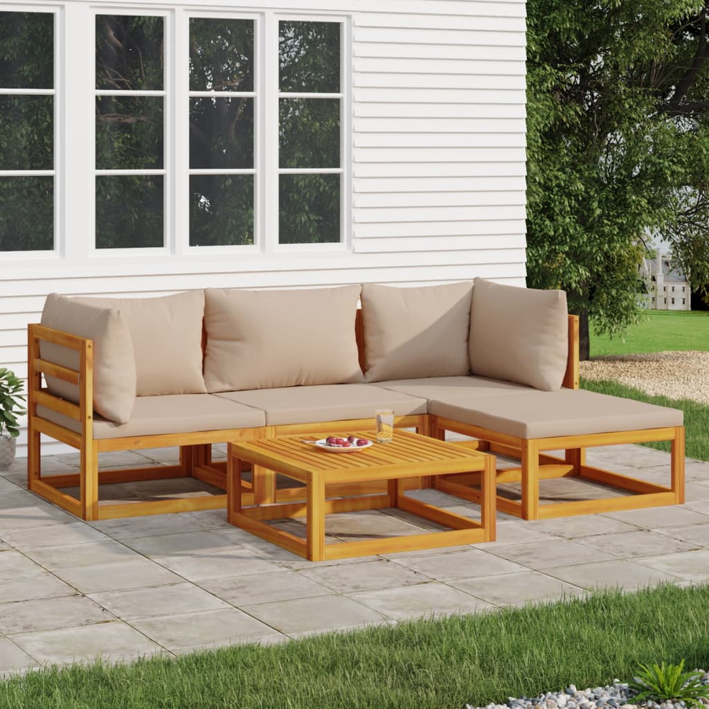 Set Mobilier De Grădină Cu Perne 12 Piese, Lemn Masiv