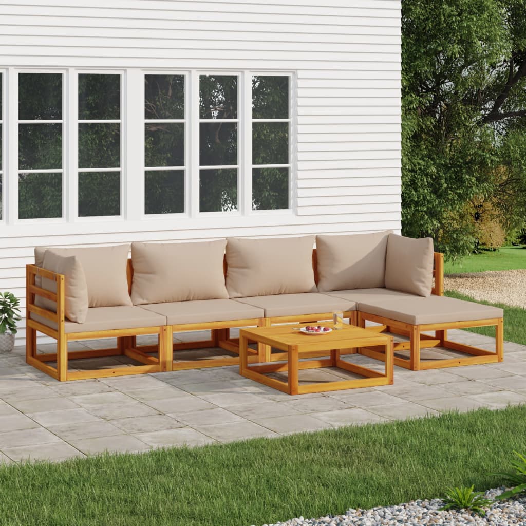 Set Mobilier De Grădină Cu Perne 12 Piese, Lemn Masiv
