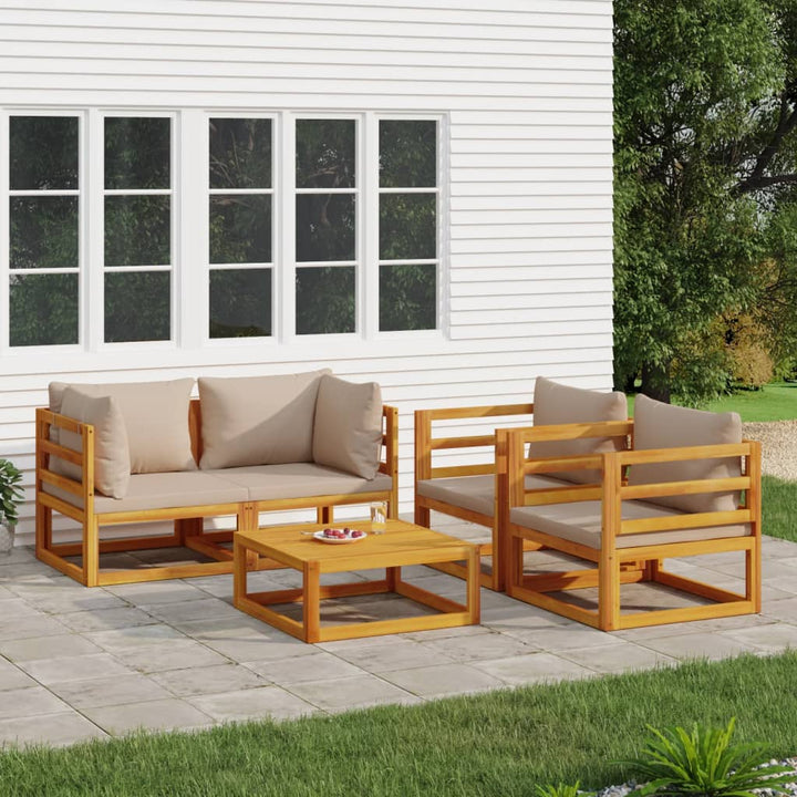 Set Mobilier De Grădină Cu Perne 12 Piese, Lemn Masiv