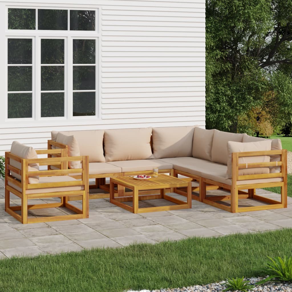 Set Mobilier De Grădină Cu Perne 12 Piese, Lemn Masiv