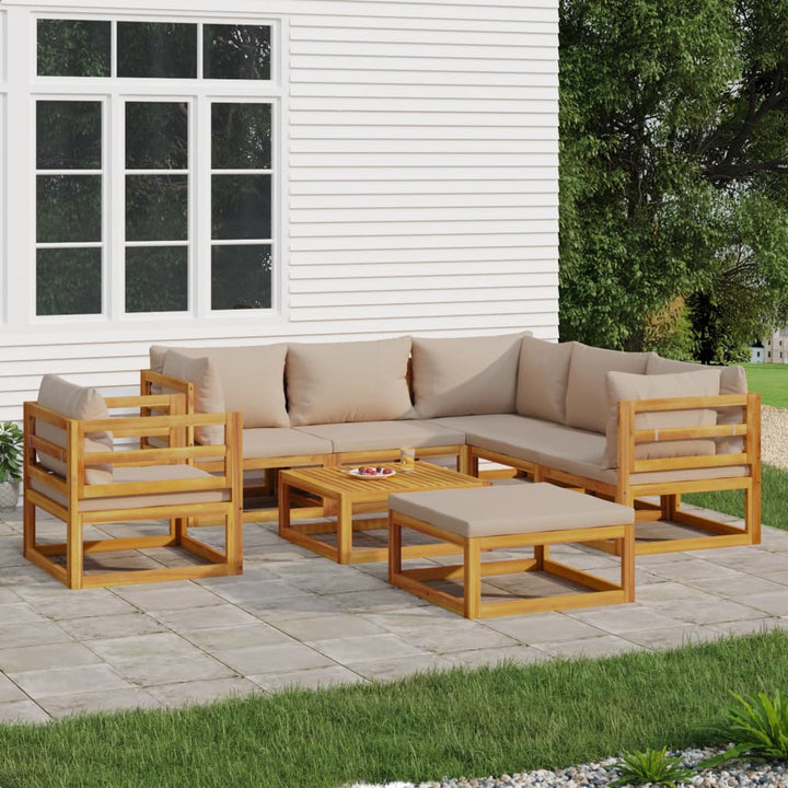 Set Mobilier De Grădină Cu Perne 12 Piese, Lemn Masiv