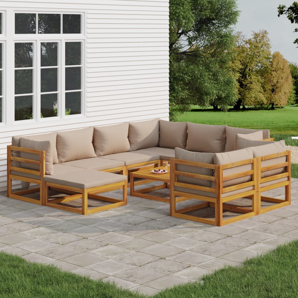 Set Mobilier De Grădină Cu Perne 12 Piese, Lemn Masiv