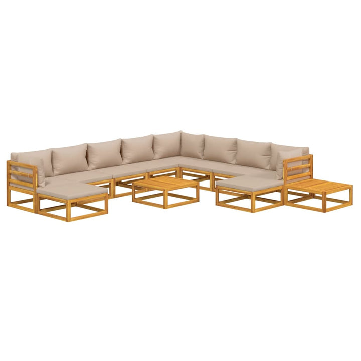 Set Mobilier De Grădină Cu Perne 12 Piese, Lemn Masiv