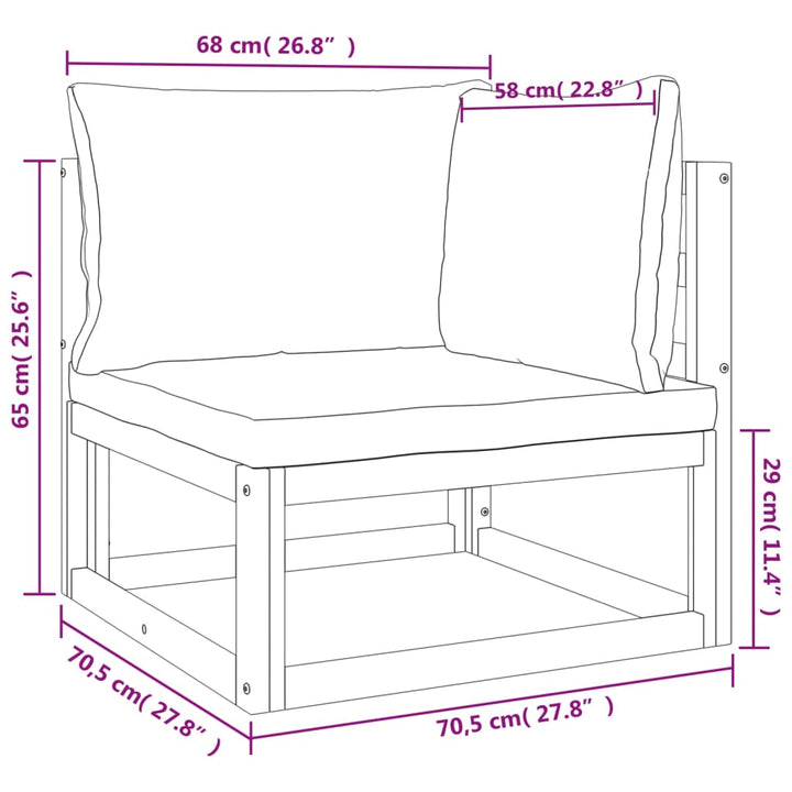 Set Mobilier De Grădină Cu Perne 12 Piese, Lemn Masiv