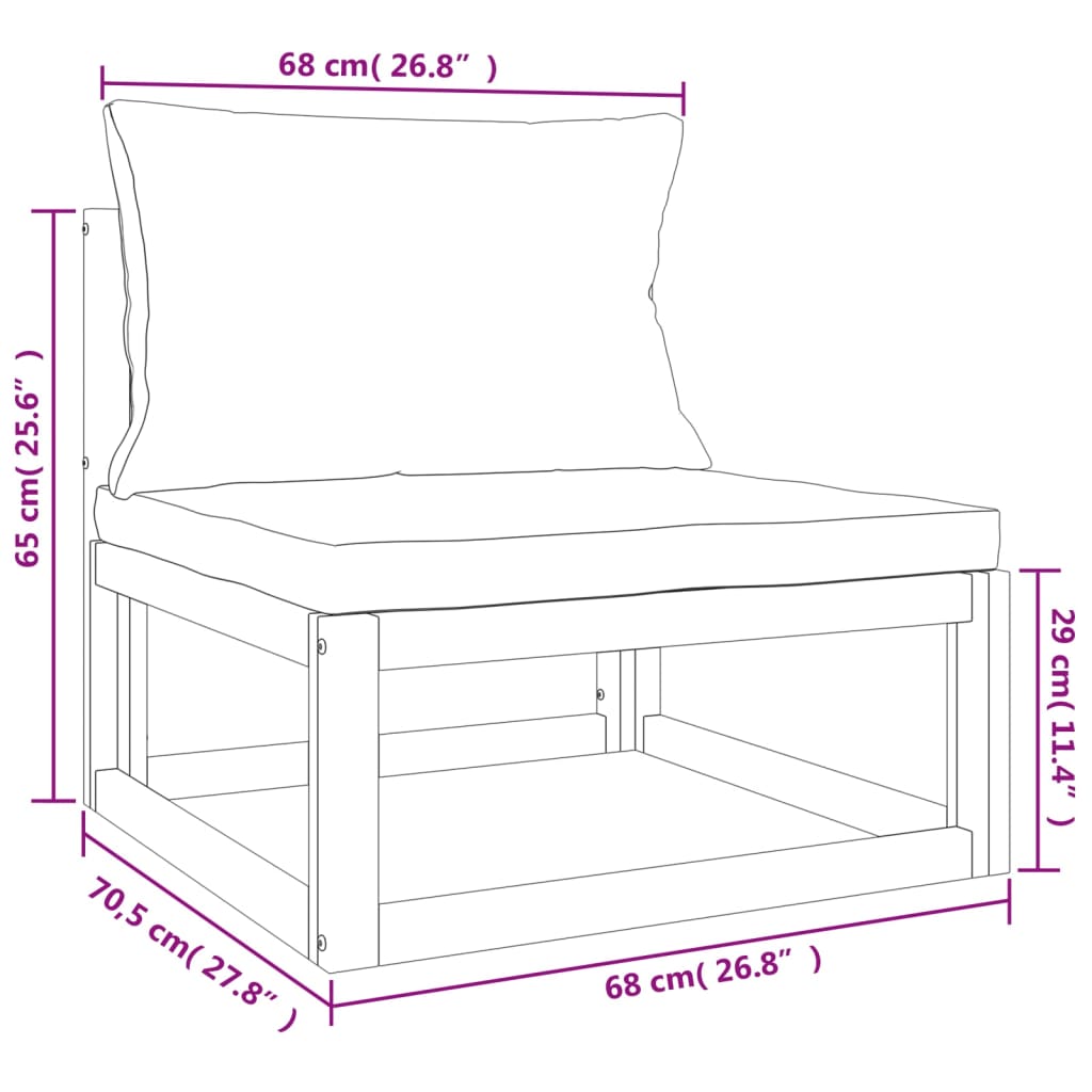 Set Mobilier De Grădină Cu Perne 12 Piese, Lemn Masiv