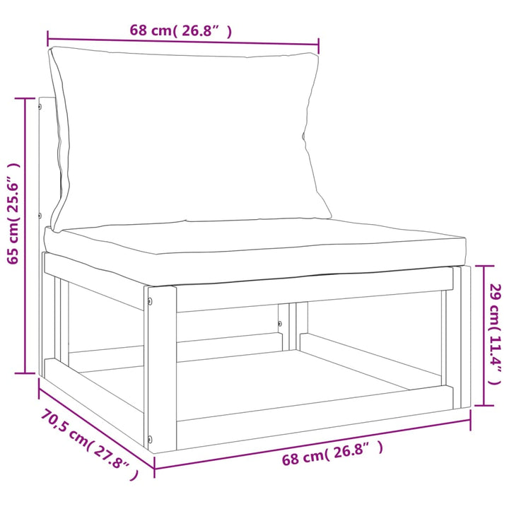 Set Mobilier De Grădină Cu Perne 12 Piese, Lemn Masiv